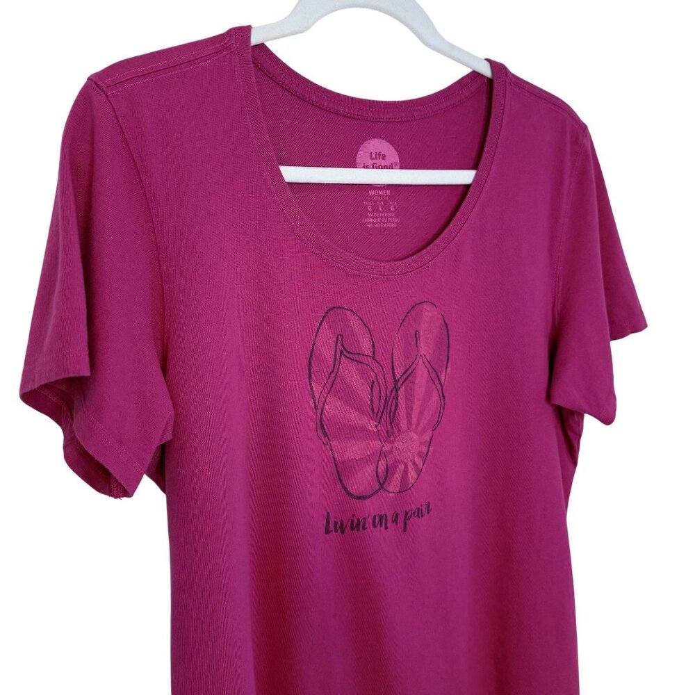 Life Is Good "Livin On A Pair" Graphic Tee Shirt, L - Picture 3 of 7